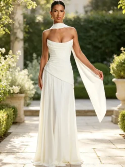 Robe de soirée robe de bal bustier en mousseline robe de cérémonie