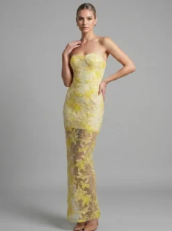 Robe de soirée robe de bal bustier en dentelle robe longue à sequins robe de dîner formelle