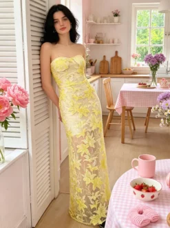 Robe de soirée robe de bal bustier en dentelle robe longue à sequins robe de dîner formelle