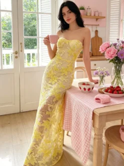 Robe de soirée robe de bal bustier en dentelle robe longue à sequins robe de dîner formelle