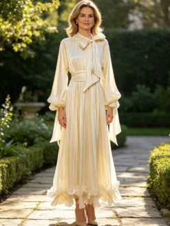 Robe de soirée robe de bal décolleté travaillé nœuds en crêpe robe de soirée formelle