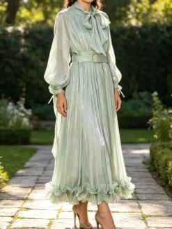 Robe de soirée robe de bal décolleté travaillé nœuds en crêpe robe de soirée formelle