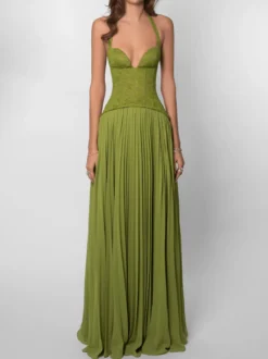 Robe de soirée robe de bal décolleté en cœur dentelle avec traîne plissée robe de cérémonie