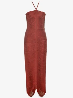 Robe de soirée rouge moulante à col halter robe de bal robe de cérémonie