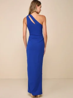 Robe de soirée sirène asymétrique en crêpe extensible longueur cheville fendue sur le devant robes de soirée sociale