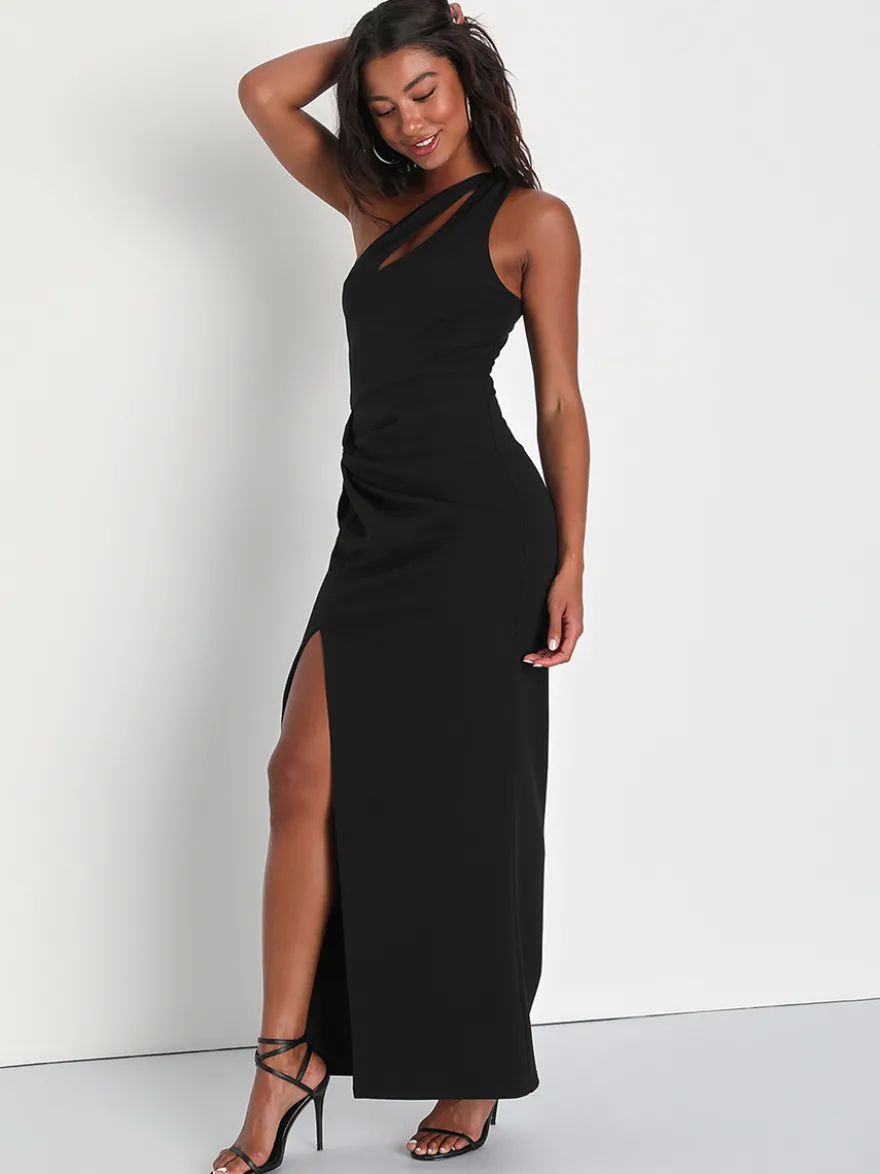 Robe de soirée sirène asymétrique en crêpe extensible longueur cheville fendue sur le devant robes de soirée sociale