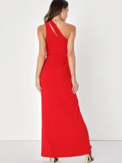 Robe de soirée sirène asymétrique en crêpe extensible longueur cheville fendue sur le devant robes de soirée sociale