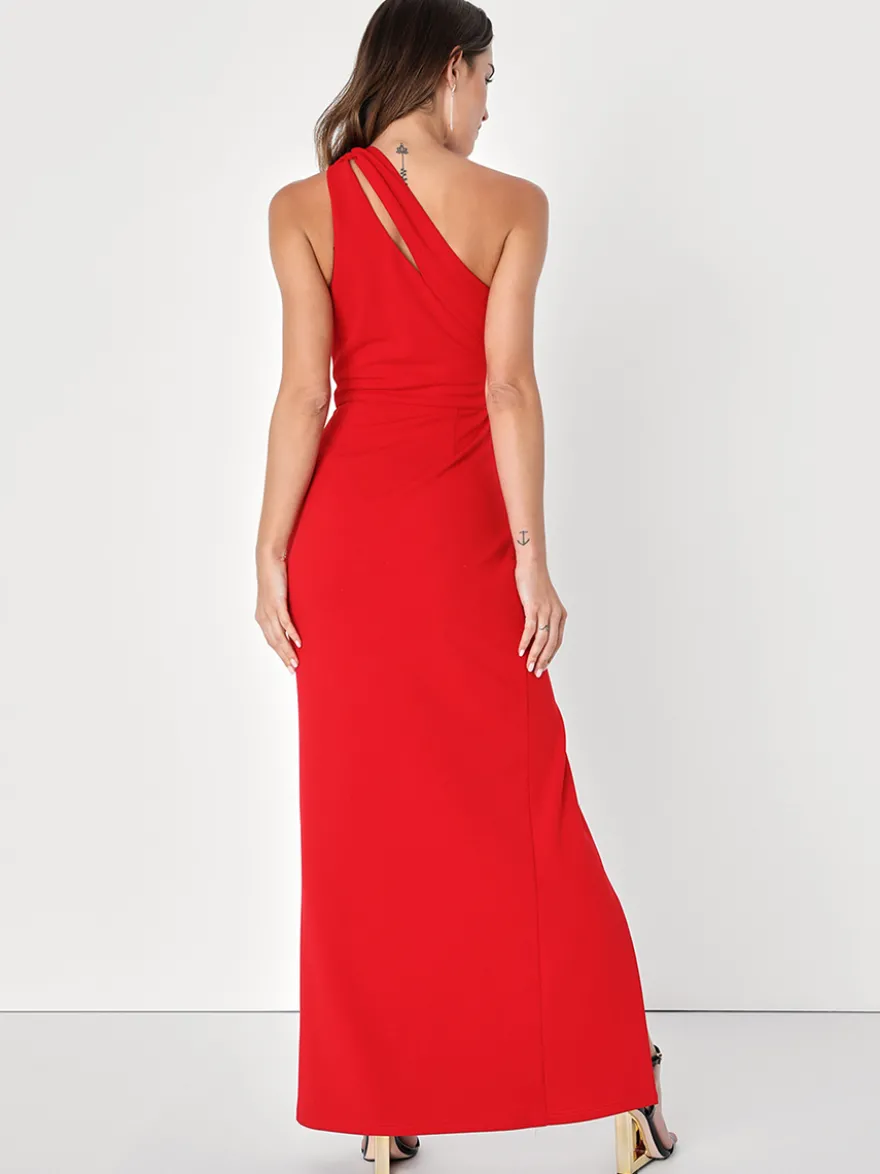 Robe de soirée sirène asymétrique en crêpe extensible longueur cheville fendue sur le devant robes de soirée sociale