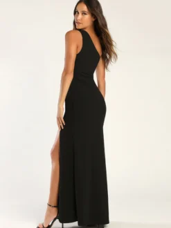 Robe de soirée sirène asymétrique en crêpe extensible longueur cheville fendue sur le devant robes de concours sociaux