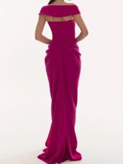 Robe de soirée sirène col en v avec fermeture éclair fente sur le devant tissu satiné robes de soirée sociale