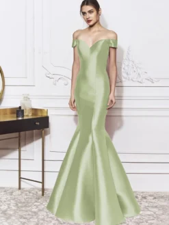 Robe de soirée sirène col en V longueur au sol nœuds robes de dîner formelles élégantes