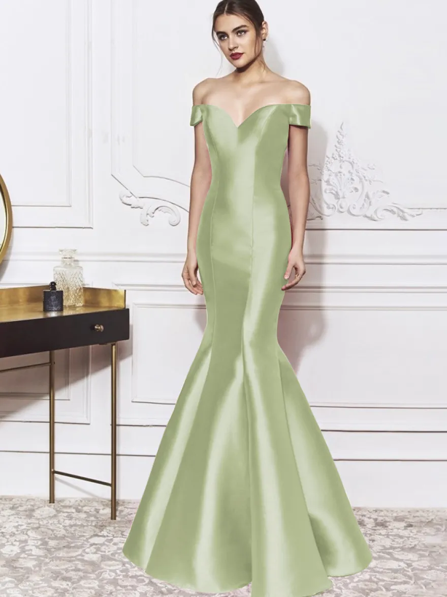 Robe de soirée sirène col en V longueur au sol nœuds robes de dîner formelles élégantes