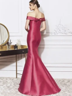 Robe de soirée sirène col en V longueur au sol nœuds robes de dîner formelles élégantes