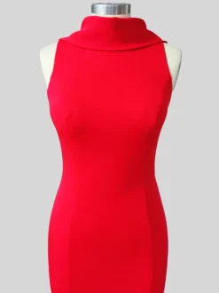 Robe de soirée sirène col haut crêpe extensible longueur au sol boutons robes de soirée formelles
