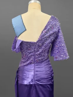 Robe de soirée sirène pailletes en satin à traîne
