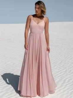 Robe de soirée trapèze col en cœur longueur au sol sans manches fermeture éclair en mousseline de soie robes de soirée formelles