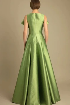 Robe de soirée trapèze décolleté au sol longueur au sol fermeture éclair nœuds tissu satiné robes de concours sociaux