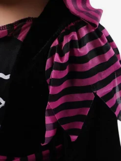 Robe de sorcière violette à rayures pour filles déguisement d'Halloween avec chapeau assorti tenue de cosplay d'Halloween pour enfants