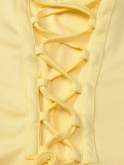Robe de vacances jaune crème à fronces robe maxi élégante pour femme style soirée