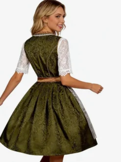 Robe Dirndl mi-longue pour femme costume d'Oktoberfest déguisements de fêtes vert Halloween style rétro ensemble Oktoberfest.
