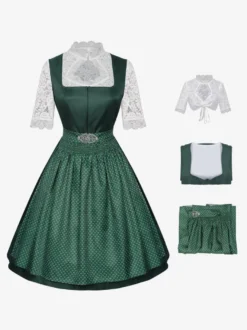 Robe Dirndl mi-longue pour femme style Oktoberfest déguisements costumes de fêtes robe bleue rétro d'Halloween pour femme adulte ensemble d'Halloween