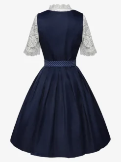 Robe Dirndl mi-longue pour femme style Oktoberfest déguisements costumes de fêtes robe bleue rétro d'Halloween pour femme adulte ensemble d'Halloween