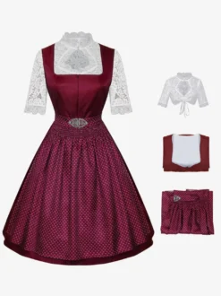 Robe Dirndl mi-longue pour femme style Oktoberfest déguisements costumes de fêtes robe bleue rétro d'Halloween pour femme adulte ensemble d'Halloween