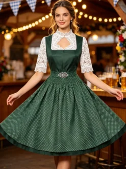 Robe Dirndl mi-longue pour femme style Oktoberfest déguisements costumes de fêtes robe bleue rétro d'Halloween pour femme adulte ensemble d'Halloween