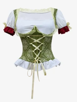 Robe Dirndl mi-longue pour femme costume traditionnel rouge pour l'Oktoberfest jupe moderne et élégante.