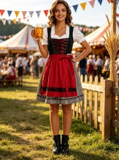 Robe Dirndl Oktoberfest pour femme ensemble 3 pièces