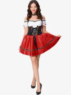 Robe Dirndl pour femme costume de serveuse de bière bavaroise pour l'Oktoberfest.