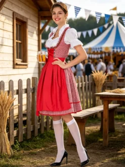 Robe Dirndl pour fille tenue bavaroise 3 pièces pour l'Oktoberfest