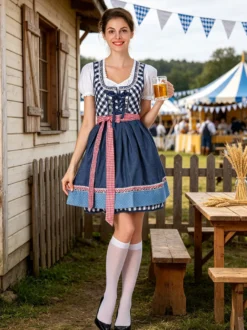 Robe Dirndl pour fille tenue bavaroise 3 pièces pour l'Oktoberfest