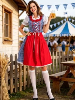 Robe Dirndl pour fille tenue bavaroise 3 pièces pour l'Oktoberfest