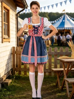 Robe Dirndl pour fille tenue bavaroise 3 pièces pour l'Oktoberfest