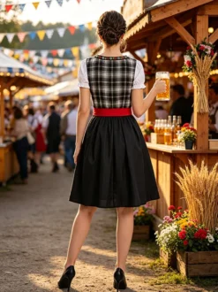 Robe Dirndl rouge vintage à fleurs costume d'Oktoberfest