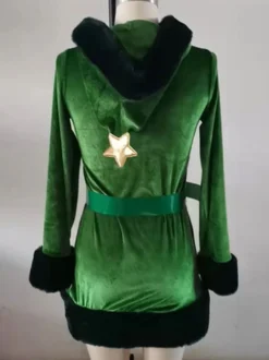 Robe Femme Noël Moulante Verte Déguisement Enfant Costumes de Vacances de Noël