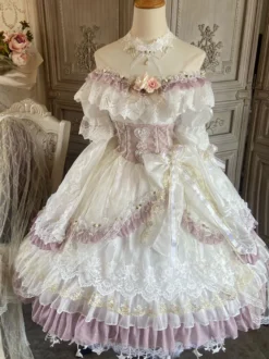 Robe Femme Sweet Lolita Mariage Tea Party Elizabeth Volants Dentelle À Manches