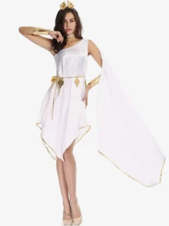 Robe fluide blanche de déesse grecque Robe élégante Costumes de vacances