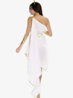 Robe fluide blanche de déesse grecque Robe élégante Costumes de vacances