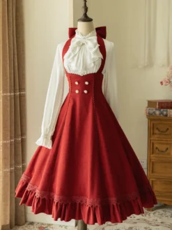 Robe Lolita classique en polyester sans manches à rayures robe Lolita rouge classique