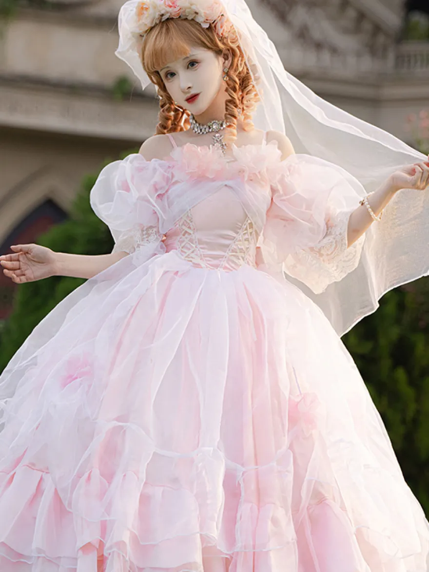 Robe Lolita douce à manches courtes pull de mariée robe Hime Lolita de mariage