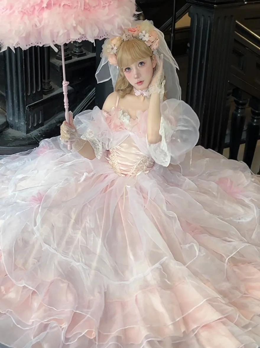 Robe Lolita douce à manches courtes pull de mariée robe Hime Lolita de mariage