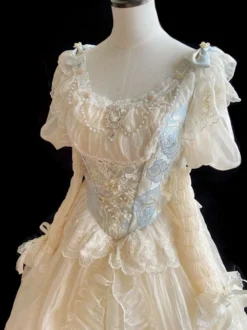 Robe Lolita douce Robe en polyester à manches longues Robe de mariée Lolita