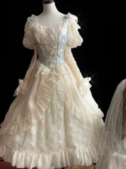 Robe Lolita douce Robe en polyester à manches longues Robe de mariée Lolita