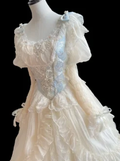 Robe Lolita douce Robe en polyester à manches longues Robe de mariée Lolita