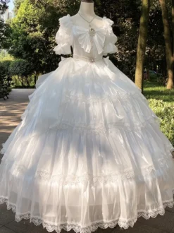 Robe Lolita douce Robe Lolita à manches courtes en polyester