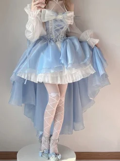 Robe Lolita Hime sans manches avec nœud doux et robe Lolita Tea Party