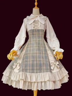 Robe Lolita JSK classique Camel Bows Jupe pull Lolita en polyester sans manches