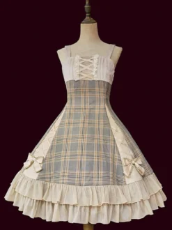 Robe Lolita JSK classique Camel Bows Jupe pull Lolita en polyester sans manches
